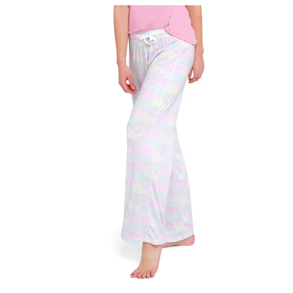 HELLO MELLO Signature Lounge Pajama Pants Head In Clouds‎ M L Pastel Wide Leg